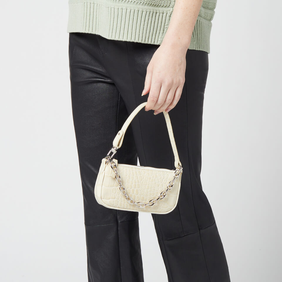 BY FAR Women's Mini Rachel Croco Bag - Cream
