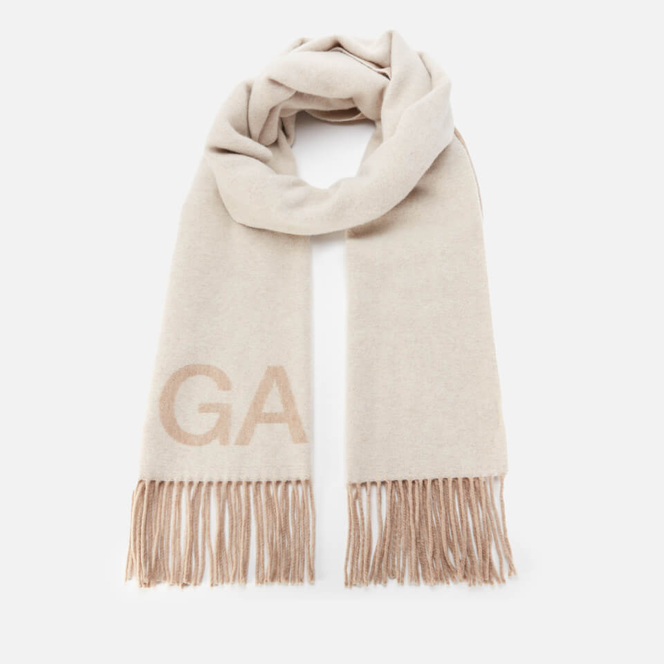 Ganni Women's Fringed Wool Scarf - Egret 