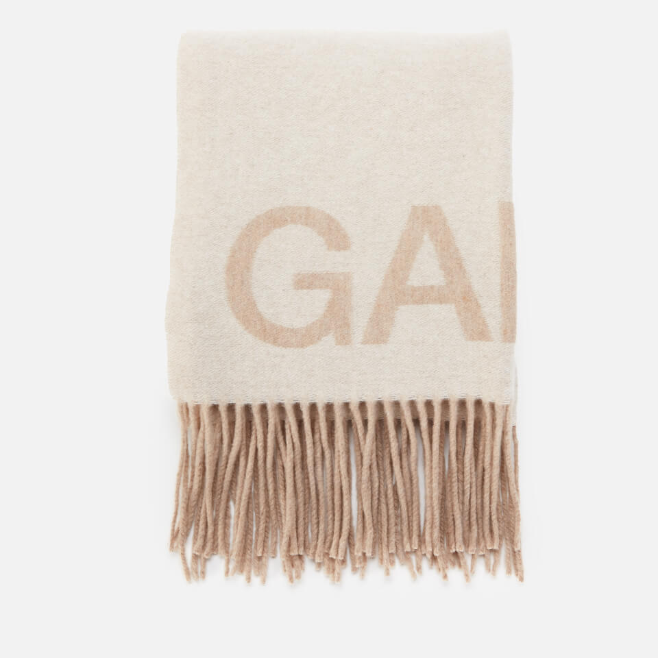 Ganni Women's Fringed Wool Scarf - Egret 