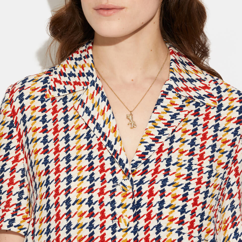 Coach Rexy Pendant Crystal and Gold-Tone Necklace