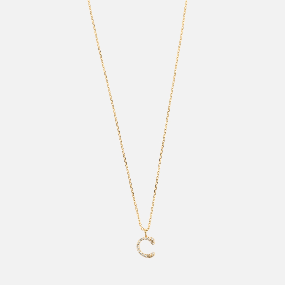 Astrid & Miyu Initial Pavé 18K Gold-Plated Necklace
