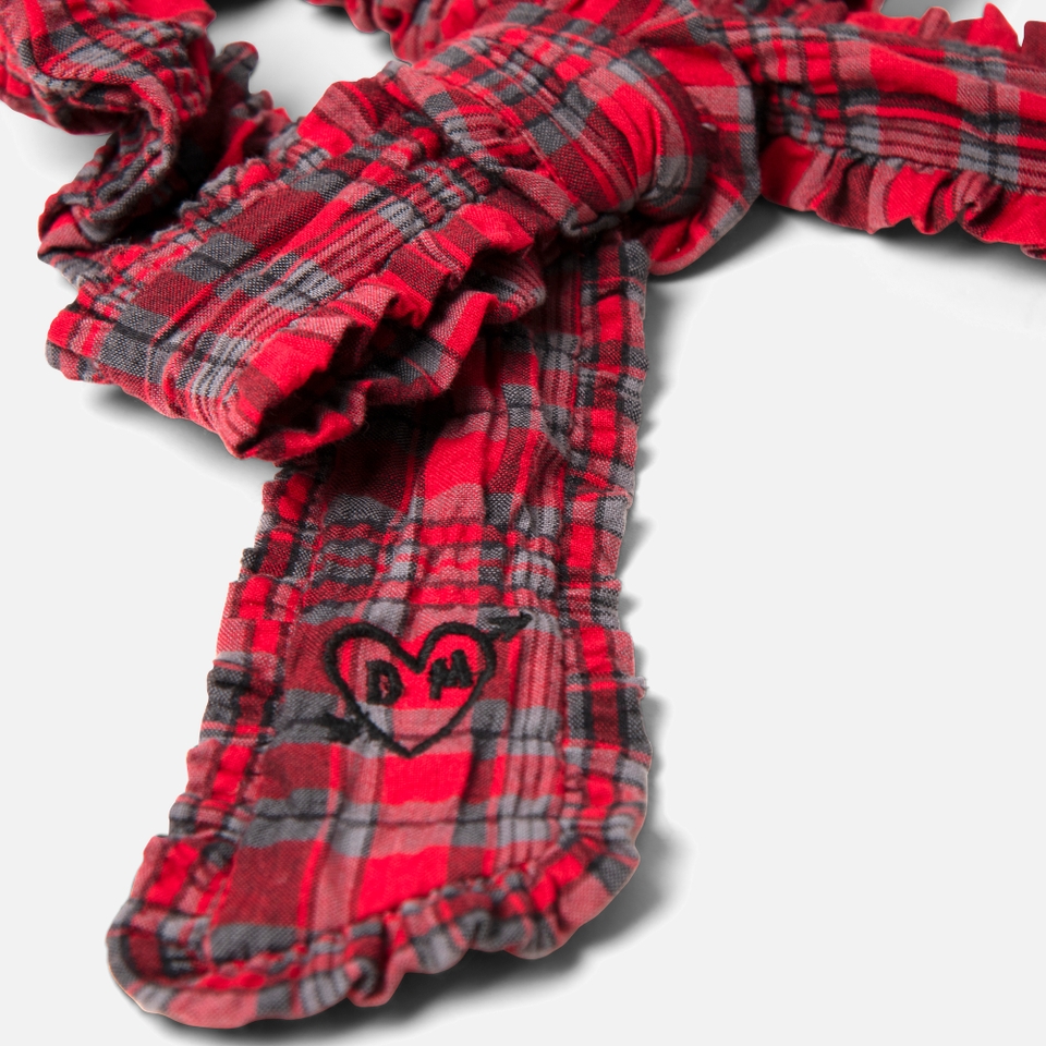 Damson Madder Checked Cotton Bow Scrunchie