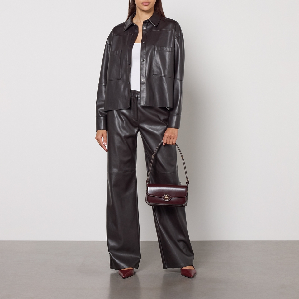 Tory Burch Robinson Spazzolato Patent Leather Shoulder Bag