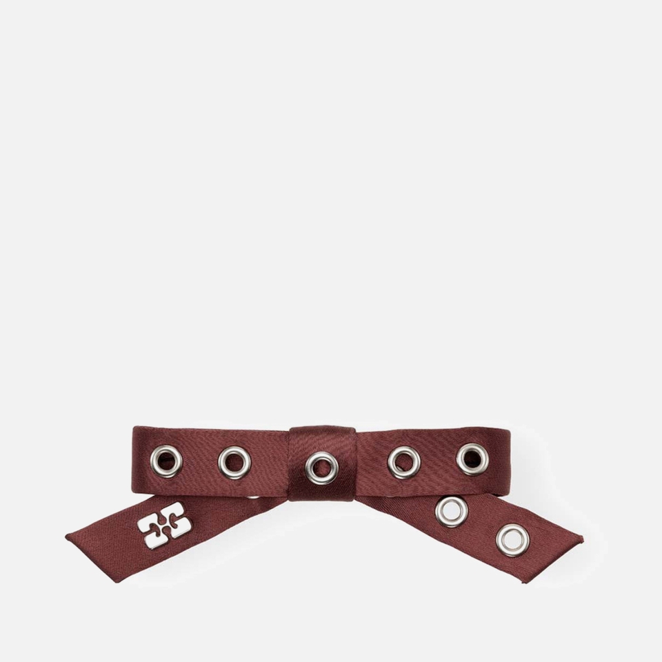 Ganni Eyelet Bow Woven Barrette