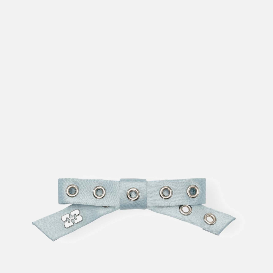Ganni Eyelet Bow Woven Barrette