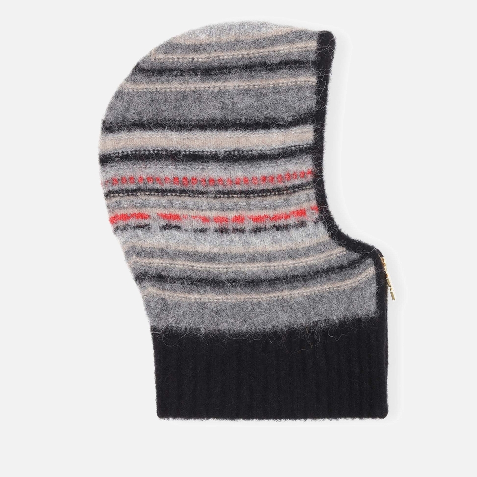Ganni Striped Soft Wool-Blend Zip Balaclava