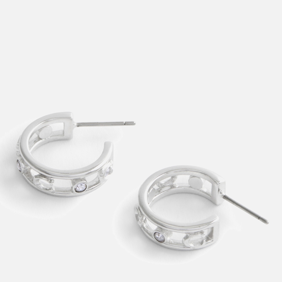 Coach Signature C Silver-Tone Open Hoop Earrings