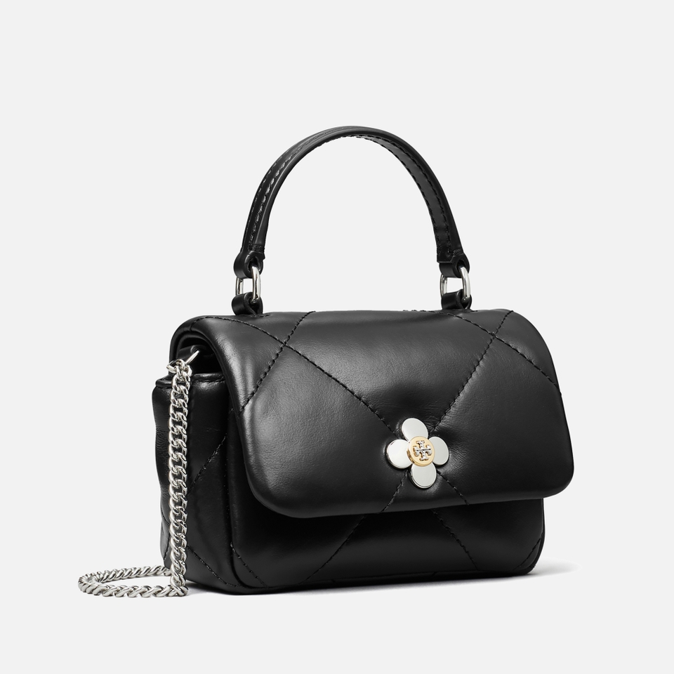 Tory Burch Kira Clover Diamond-Quilted Micro Chain Wallet