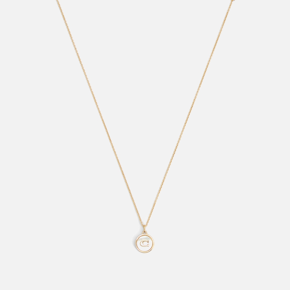 Coach Mop Coin Short Gold-Tone Pendant Necklace
