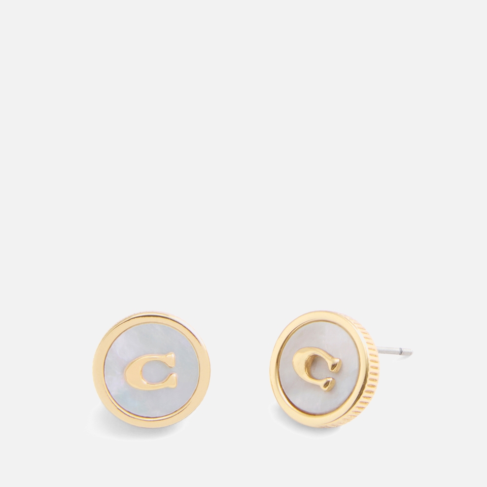 Coach Mop Coin Gold-Tone Stud Earrings