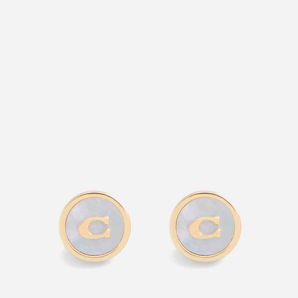 Coach Mop Coin Gold-Tone Stud Earrings