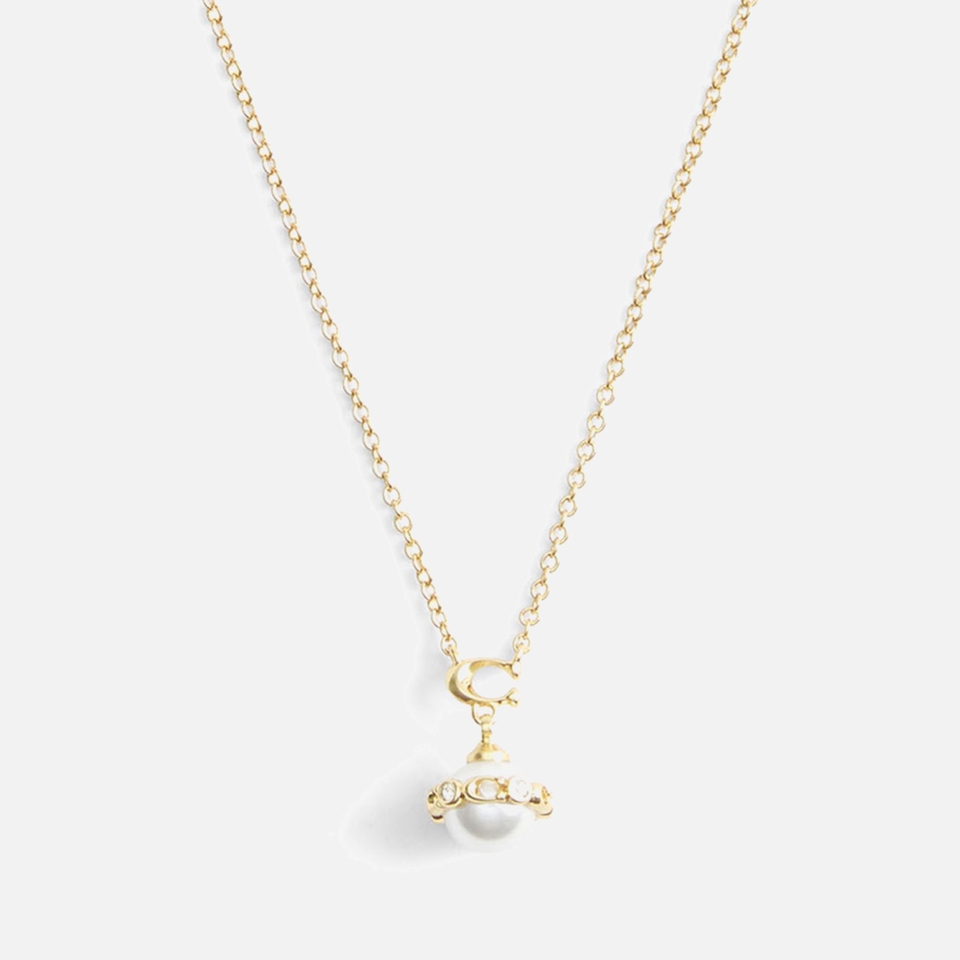 Coach Pearl Orb Short Gold-Tone Pendant Necklace