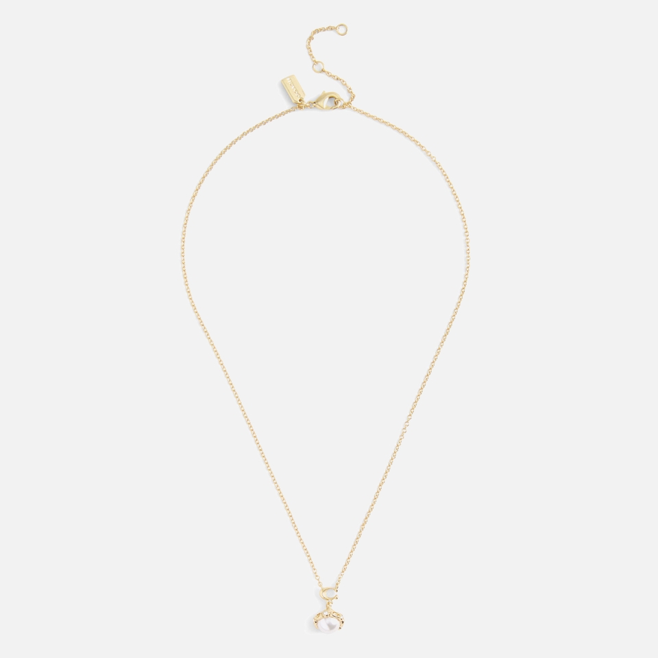Coach Pearl Orb Short Gold-Tone Pendant Necklace