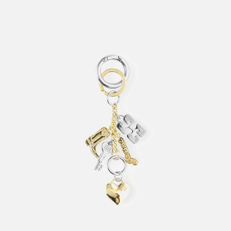 Ganni Bou Charms Silver and Gold-Tone Keyring