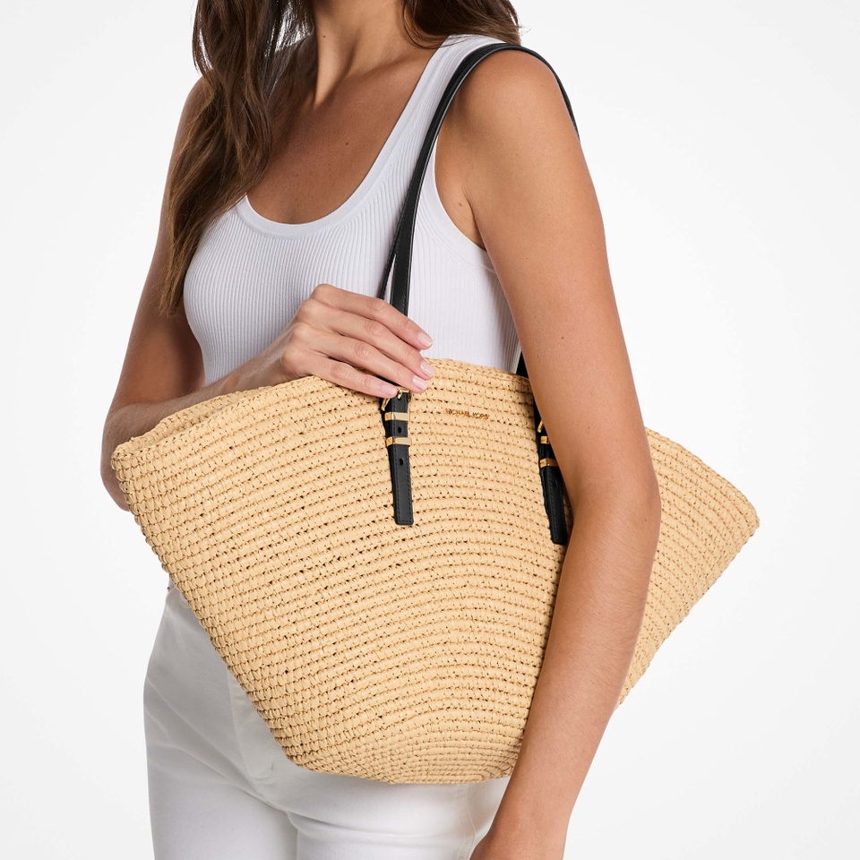 MICHAEL Michael Kors Isa Large Crocheted Straw Tote Bag